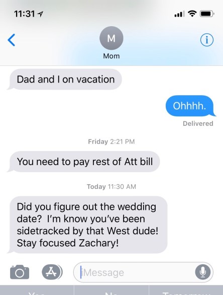 Mom Kanye Text